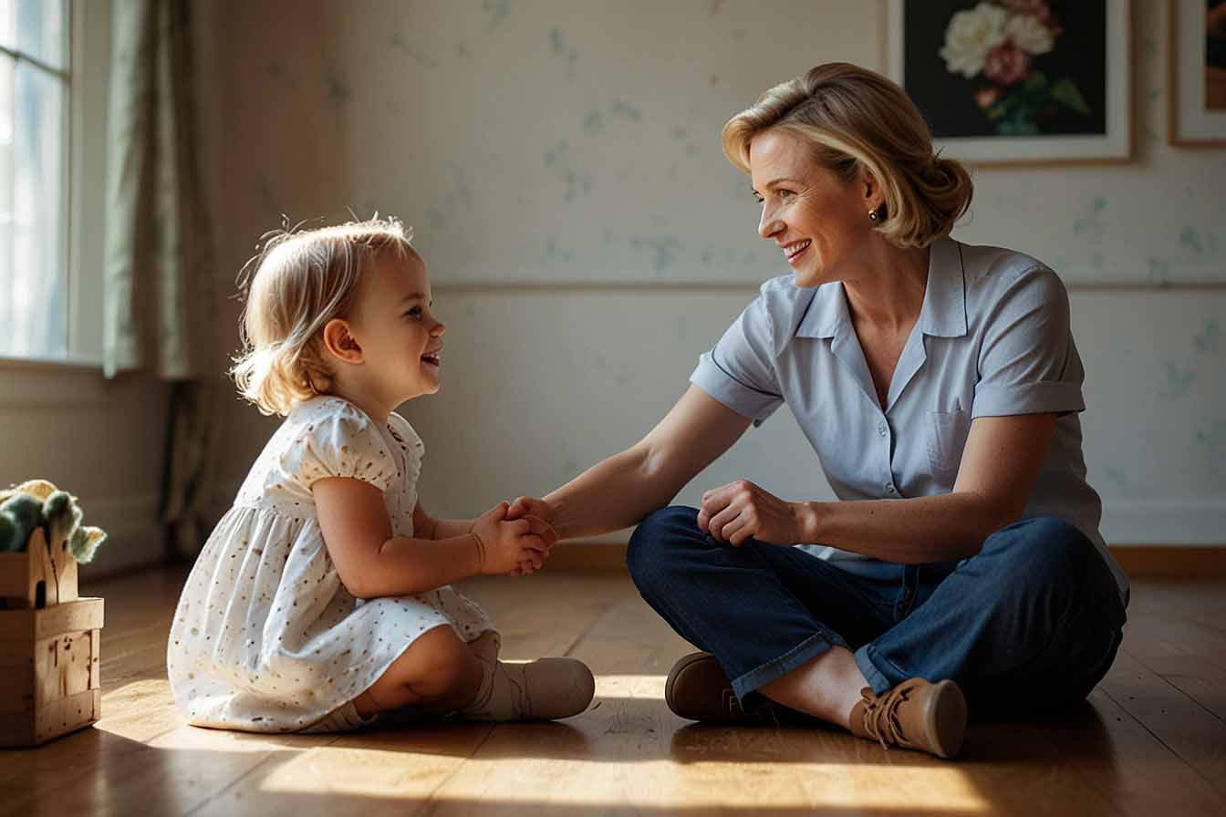 Professionele nanny met kind